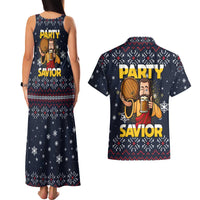Jesus Party Savior Christmas Couples Matching Tank Maxi Dress and Hawaiian Shirt Funny Xmas Holiday Patterns - Wonder Print Shop