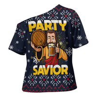 Jesus Party Savior Christmas Cross Shoulder Shirt Funny Xmas Holiday Patterns - Wonder Print Shop