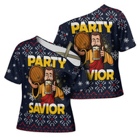 Jesus Party Savior Christmas Cross Shoulder Shirt Funny Xmas Holiday Patterns - Wonder Print Shop