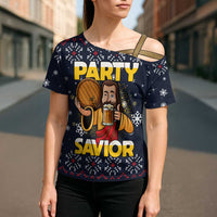 Jesus Party Savior Christmas Cross Shoulder Shirt Funny Xmas Holiday Patterns - Wonder Print Shop