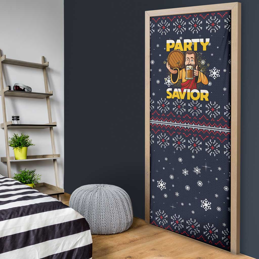 Jesus Party Savior Christmas Door Cover Funny Xmas Holiday Patterns - Wonder Print Shop