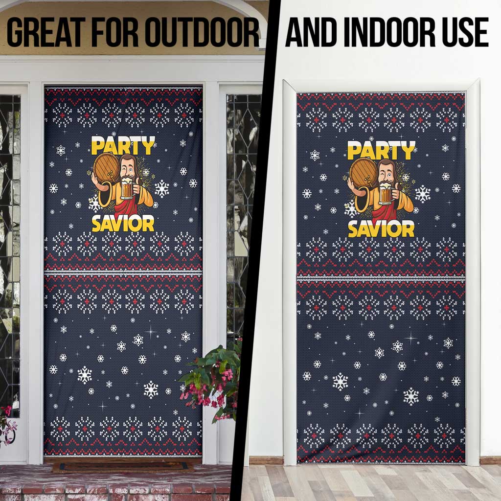 Jesus Party Savior Christmas Door Cover Funny Xmas Holiday Patterns - Wonder Print Shop