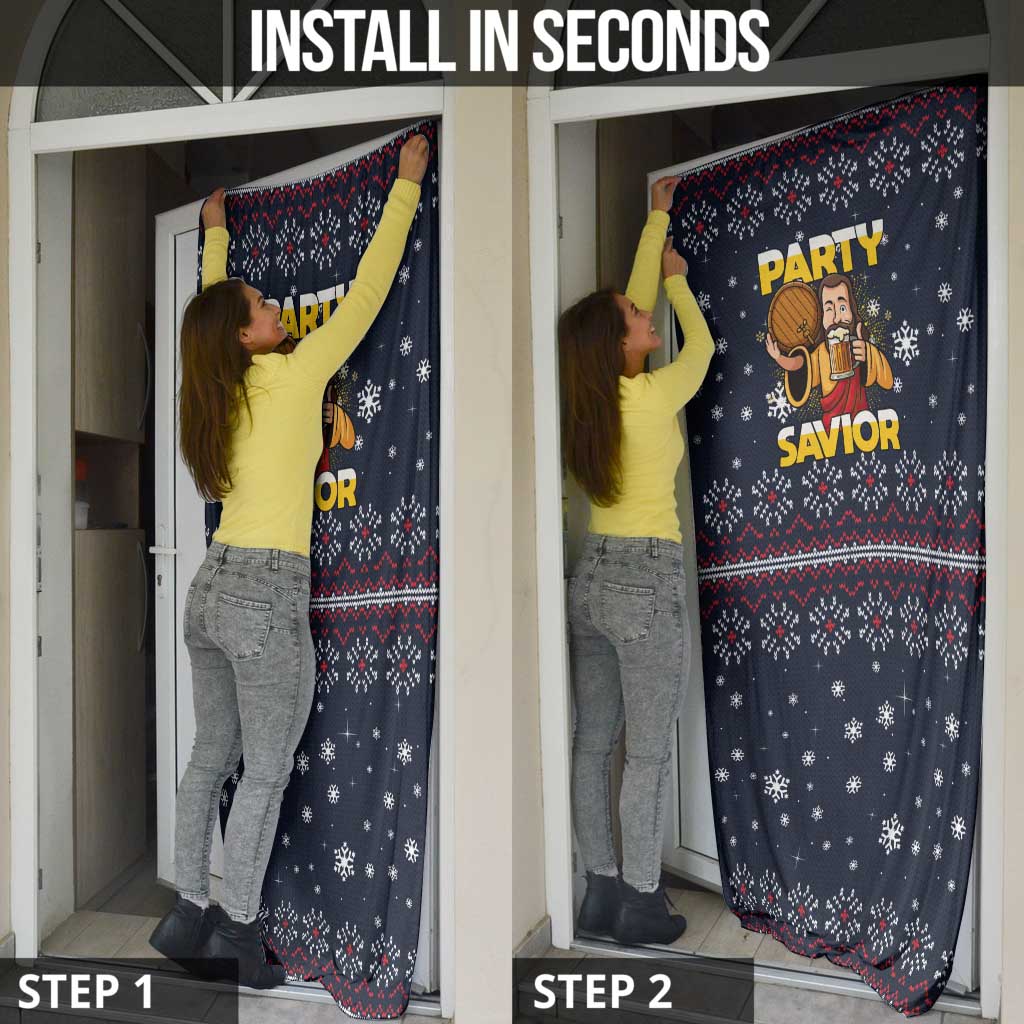 Jesus Party Savior Christmas Door Cover Funny Xmas Holiday Patterns - Wonder Print Shop