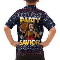 Jesus Party Savior Christmas Family Matching Off The Shoulder Long Sleeve Dress and Hawaiian Shirt Funny Xmas Holiday Patterns - Wonder Print Shop