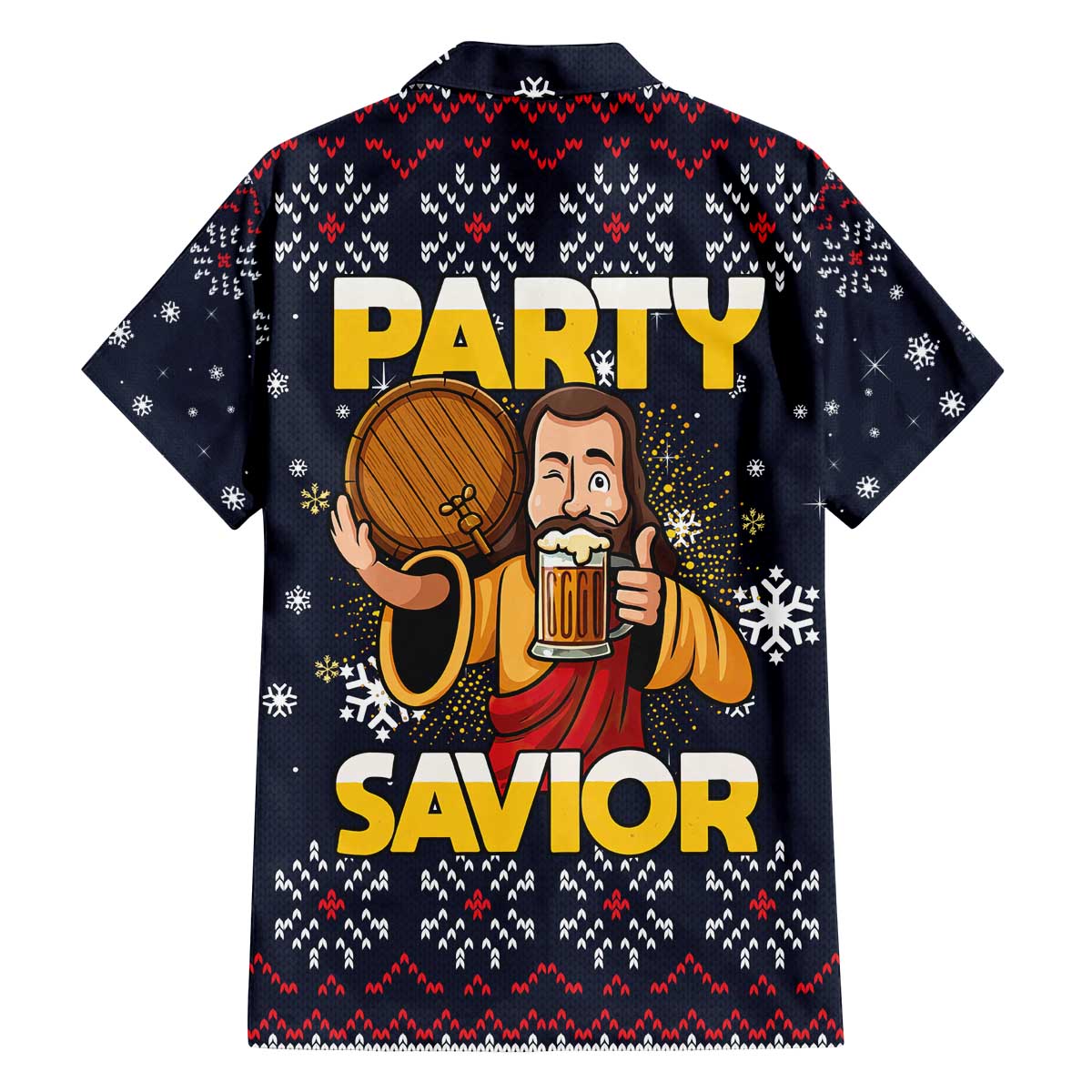 Jesus Party Savior Christmas Family Matching Off The Shoulder Long Sleeve Dress and Hawaiian Shirt Funny Xmas Holiday Patterns - Wonder Print Shop
