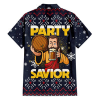 Jesus Party Savior Christmas Family Matching Off The Shoulder Long Sleeve Dress and Hawaiian Shirt Funny Xmas Holiday Patterns - Wonder Print Shop