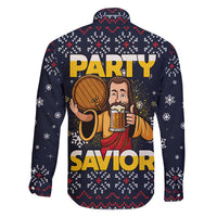 Jesus Party Savior Christmas Family Matching Off The Shoulder Long Sleeve Dress and Hawaiian Shirt Funny Xmas Holiday Patterns - Wonder Print Shop