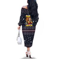 Jesus Party Savior Christmas Family Matching Off The Shoulder Long Sleeve Dress and Hawaiian Shirt Funny Xmas Holiday Patterns - Wonder Print Shop