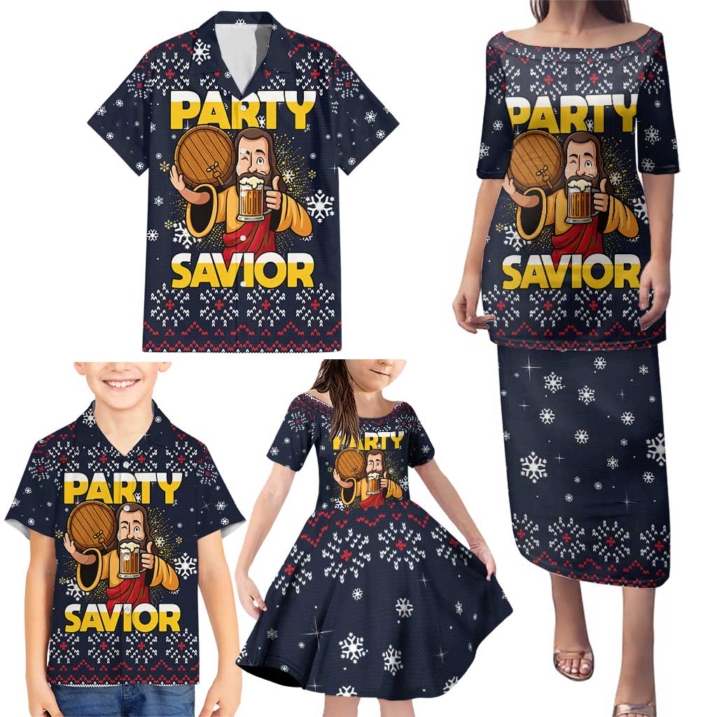 Jesus Party Savior Christmas Family Matching Puletasi and Hawaiian Shirt Funny Xmas Holiday Patterns - Wonder Print Shop