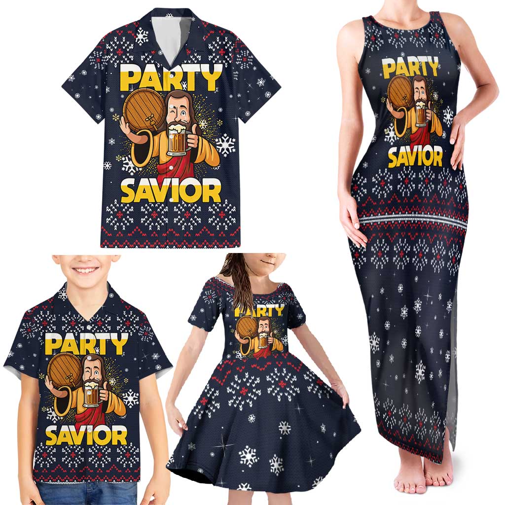 Jesus Party Savior Christmas Family Matching Tank Maxi Dress and Hawaiian Shirt Funny Xmas Holiday Patterns - Wonder Print Shop