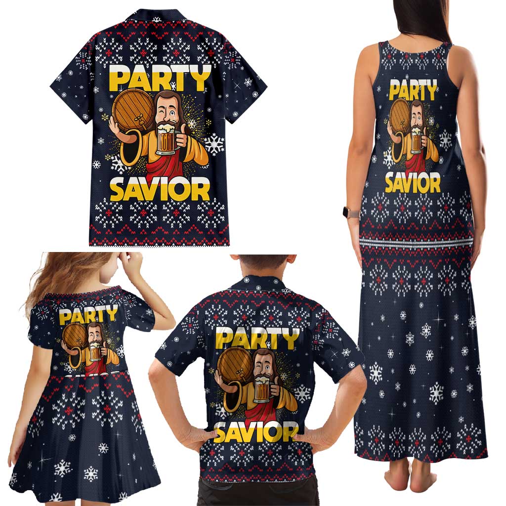 Jesus Party Savior Christmas Family Matching Tank Maxi Dress and Hawaiian Shirt Funny Xmas Holiday Patterns - Wonder Print Shop