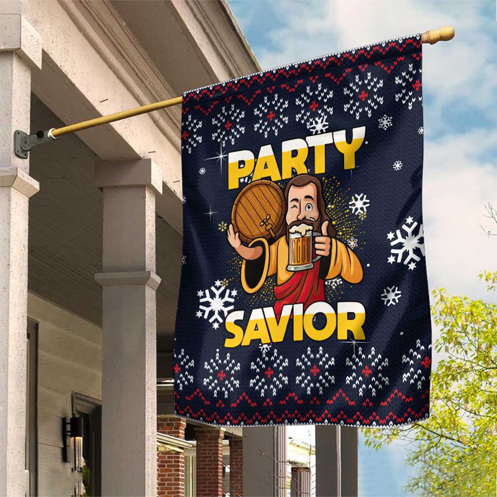 Jesus Party Savior Christmas Garden Flag Funny Xmas Holiday Patterns - Wonder Print Shop