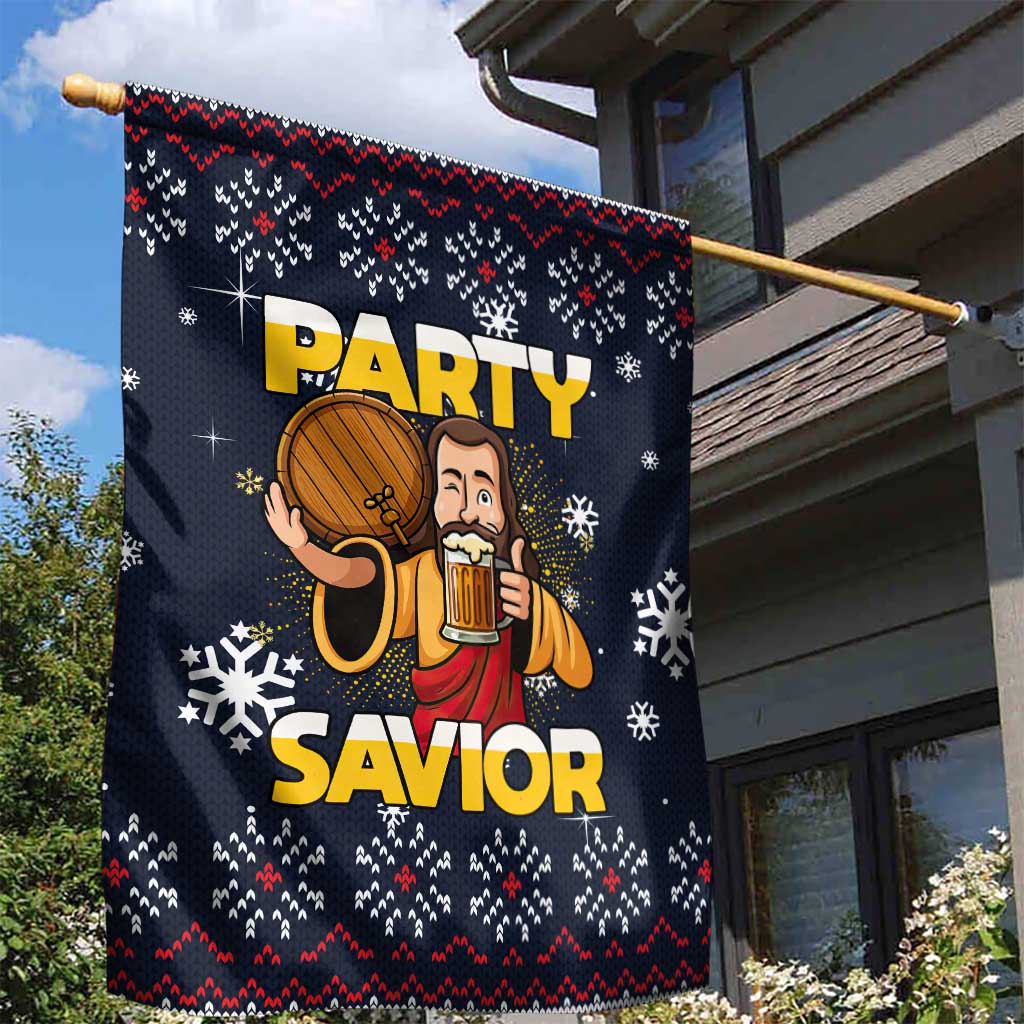 Jesus Party Savior Christmas Garden Flag Funny Xmas Holiday Patterns - Wonder Print Shop