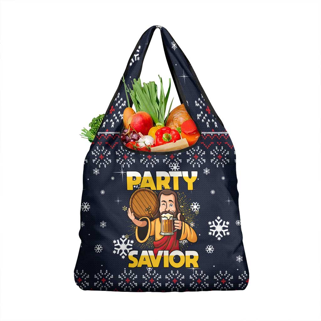 Jesus Party Savior Christmas Grocery Bag Funny Xmas Holiday Patterns - Wonder Print Shop