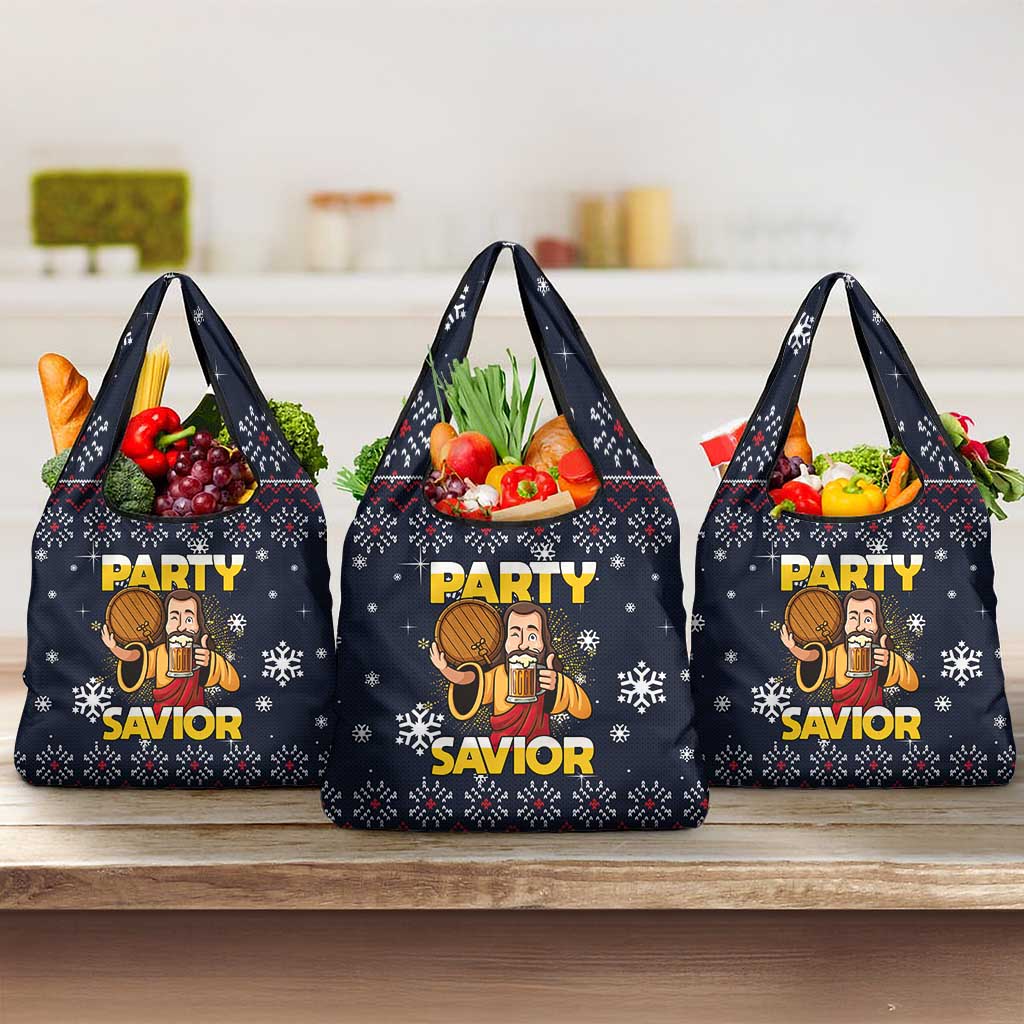 Jesus Party Savior Christmas Grocery Bag Funny Xmas Holiday Patterns - Wonder Print Shop