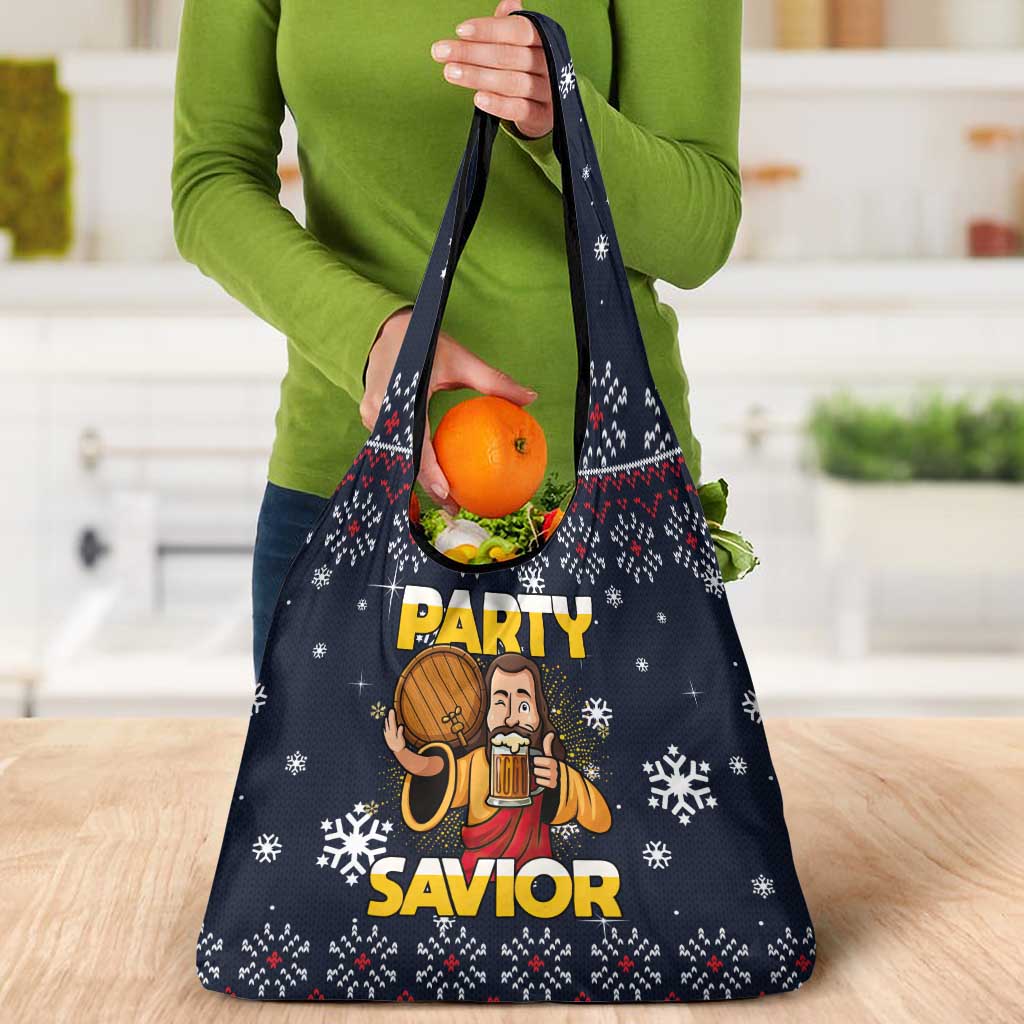 Jesus Party Savior Christmas Grocery Bag Funny Xmas Holiday Patterns - Wonder Print Shop