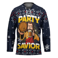 Jesus Party Savior Christmas Hockey Jersey Funny Xmas Holiday Patterns - Wonder Print Shop