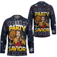 Jesus Party Savior Christmas Hockey Jersey Funny Xmas Holiday Patterns - Wonder Print Shop