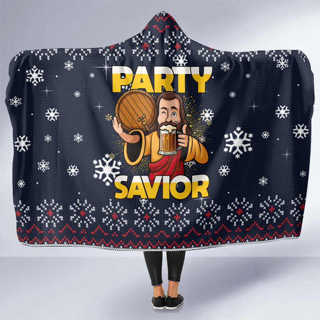 Jesus Party Savior Christmas Hooded Blanket Funny Xmas Holiday Patterns - Wonder Print Shop