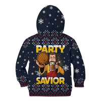 Jesus Party Savior Christmas Kid Hoodie Funny Xmas Holiday Patterns - Wonder Print Shop