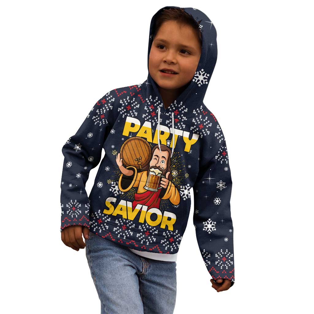 Jesus Party Savior Christmas Kid Hoodie Funny Xmas Holiday Patterns - Wonder Print Shop