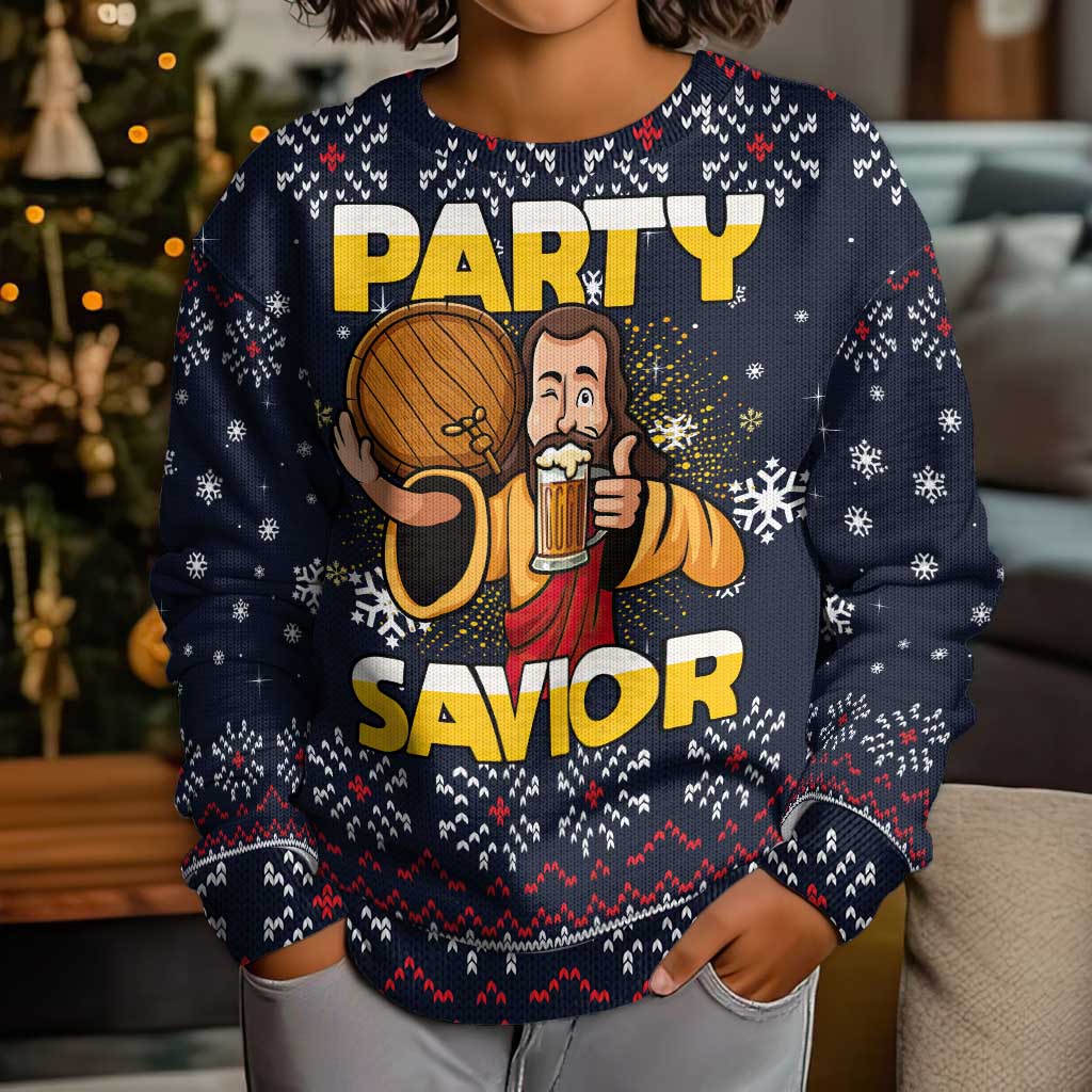 Jesus Party Savior Christmas Kid Ugly Christmas Sweater Funny Xmas Holiday Patterns - Wonder Print Shop
