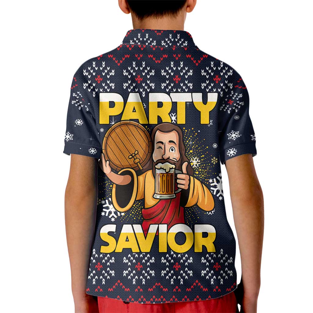 Jesus Party Savior Christmas Kid Polo Shirt Funny Xmas Holiday Patterns - Wonder Print Shop