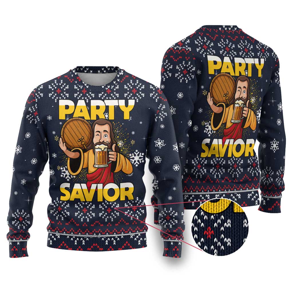 Jesus Party Savior Christmas Ugly Christmas Sweater Funny Xmas Holiday Patterns - Wonder Print Shop