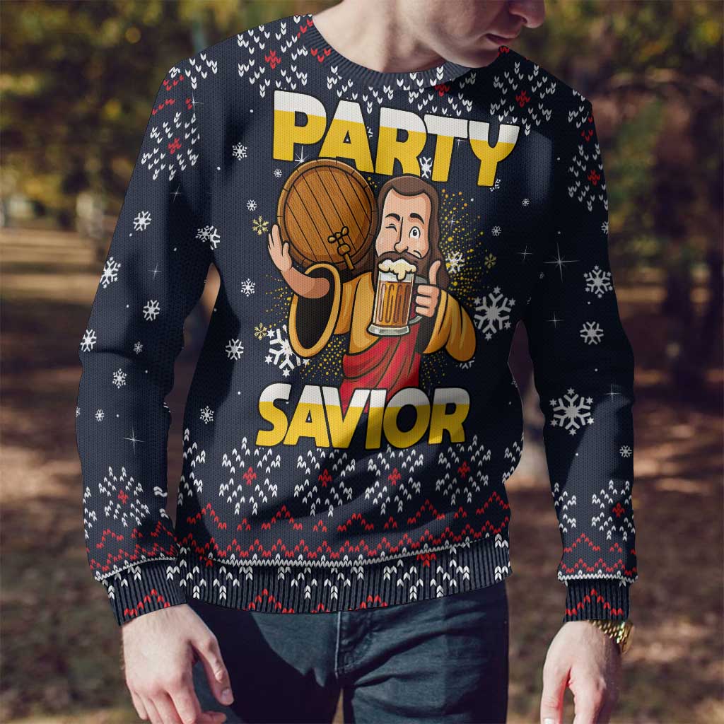Jesus Party Savior Christmas Ugly Christmas Sweater Funny Xmas Holiday Patterns - Wonder Print Shop