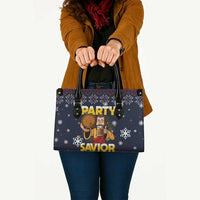 Jesus Party Savior Christmas Leather Bag Funny Xmas Holiday Patterns - Wonder Print Shop