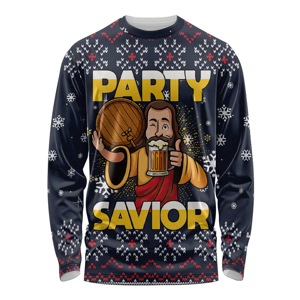 Jesus Party Savior Christmas Long Sleeve Shirt Funny Xmas Holiday Patterns - Wonder Print Shop