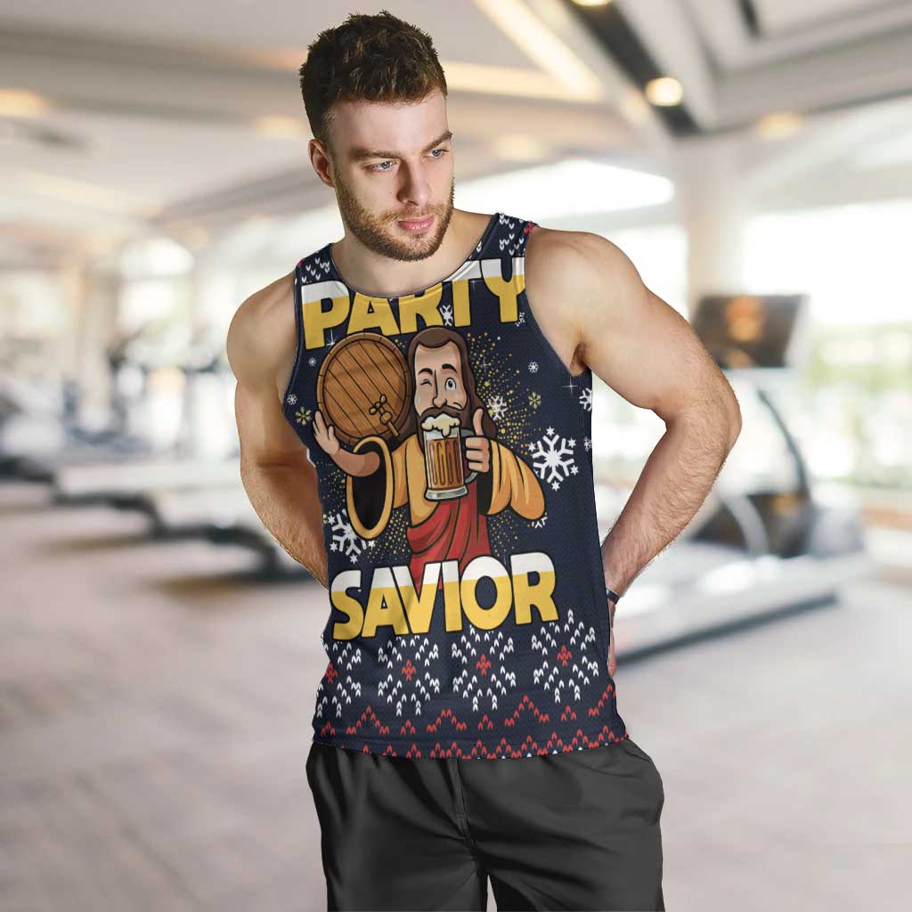 Jesus Party Savior Christmas Men Tank Top Funny Xmas Holiday Patterns - Wonder Print Shop