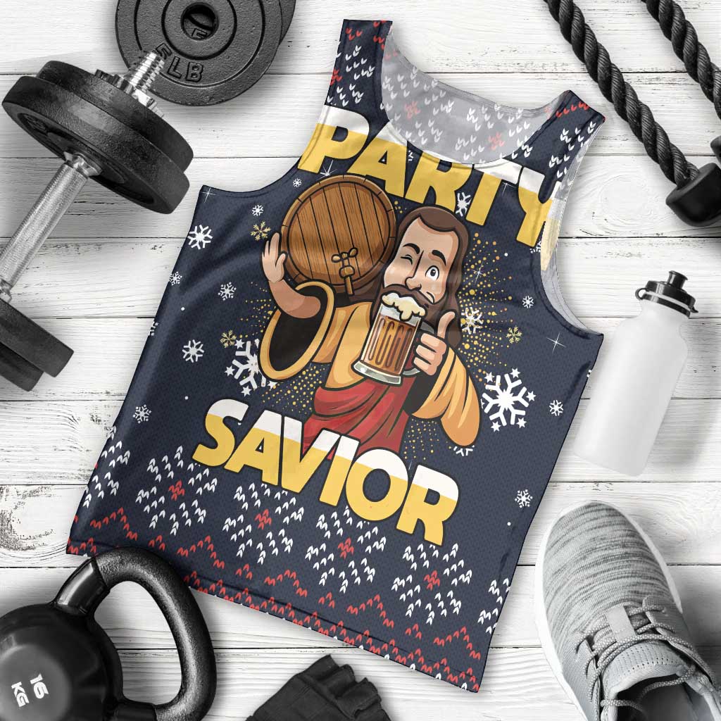Jesus Party Savior Christmas Men Tank Top Funny Xmas Holiday Patterns - Wonder Print Shop