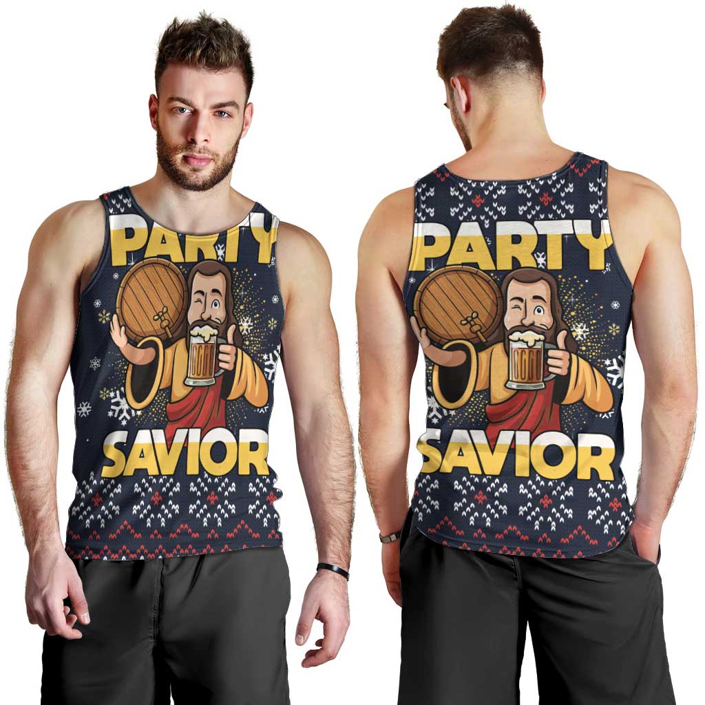 Jesus Party Savior Christmas Men Tank Top Funny Xmas Holiday Patterns - Wonder Print Shop