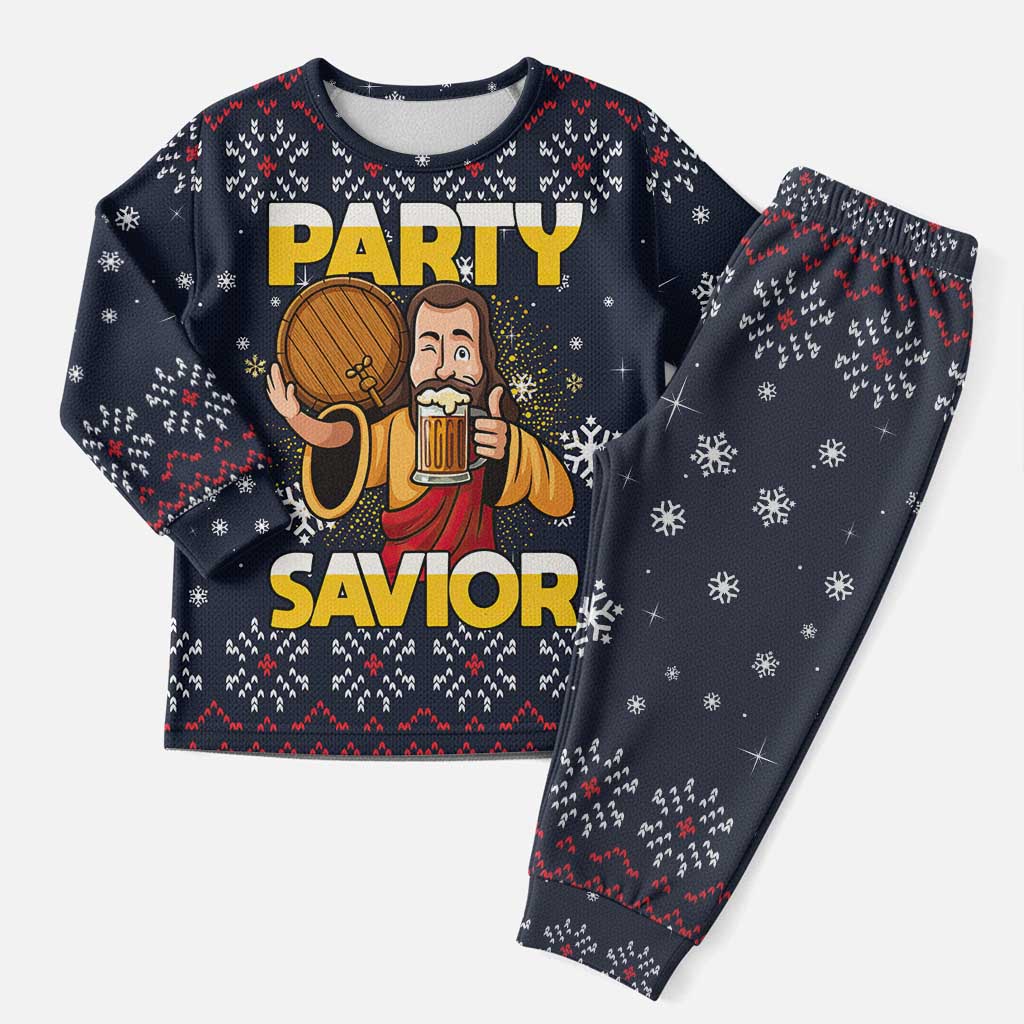 Jesus Party Savior Christmas Pajama Set Funny Xmas Holiday Patterns - Wonder Print Shop
