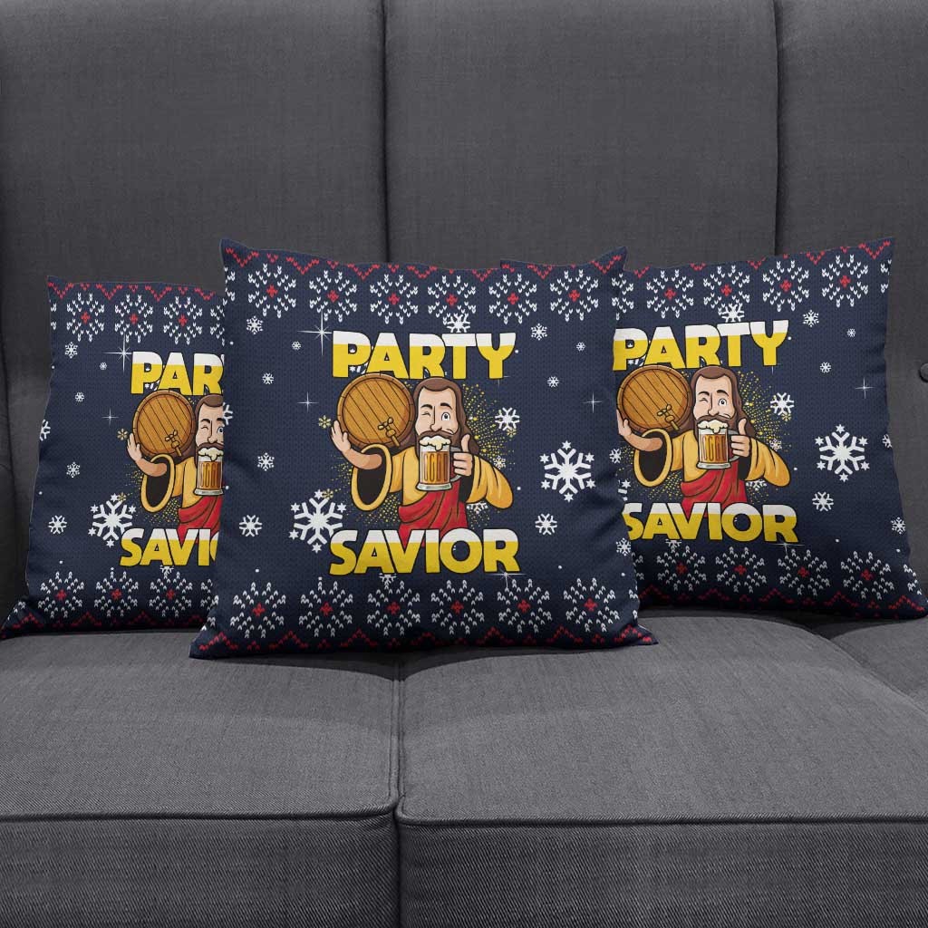 Jesus Party Savior Christmas Pillow Cover Funny Xmas Holiday Patterns - Wonder Print Shop