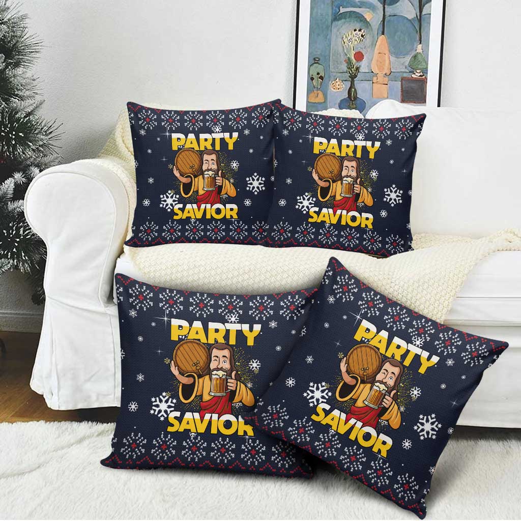 Jesus Party Savior Christmas Pillow Cover Funny Xmas Holiday Patterns - Wonder Print Shop