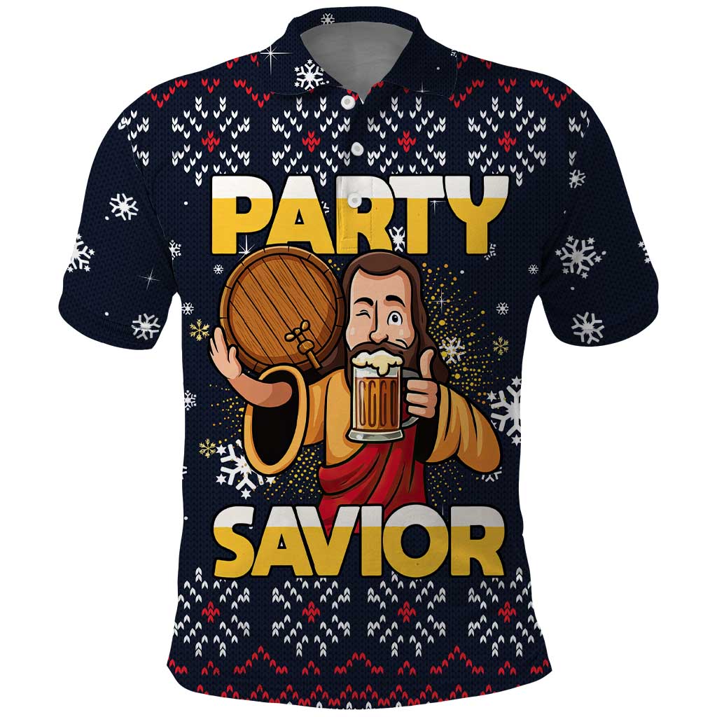 Jesus Party Savior Christmas Polo Shirt Funny Xmas Holiday Patterns - Wonder Print Shop