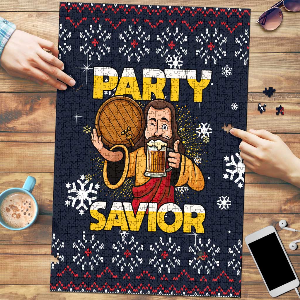 Jesus Party Savior Christmas Puzzle Funny Xmas Holiday Patterns - Wonder Print Shop