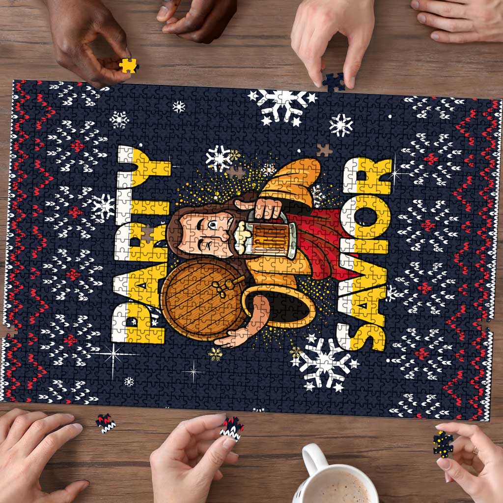 Jesus Party Savior Christmas Puzzle Funny Xmas Holiday Patterns - Wonder Print Shop