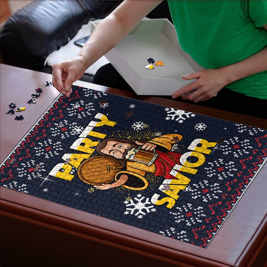 Jesus Party Savior Christmas Puzzle Funny Xmas Holiday Patterns - Wonder Print Shop