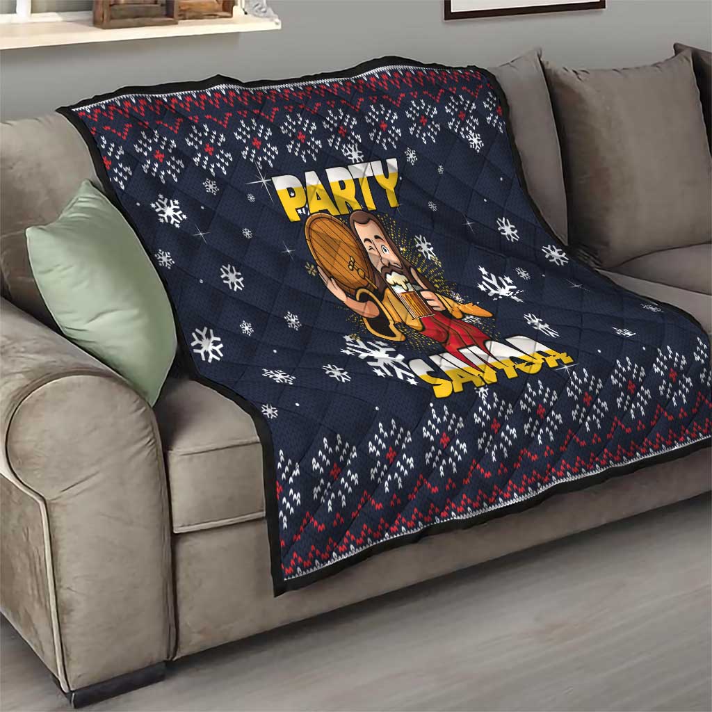 Jesus Party Savior Christmas Quilt Funny Xmas Holiday Patterns - Wonder Print Shop