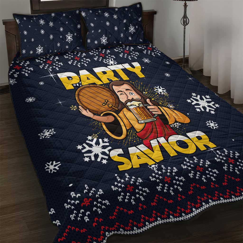 Jesus Party Savior Christmas Quilt Bed Set Funny Xmas Holiday Patterns - Wonder Print Shop