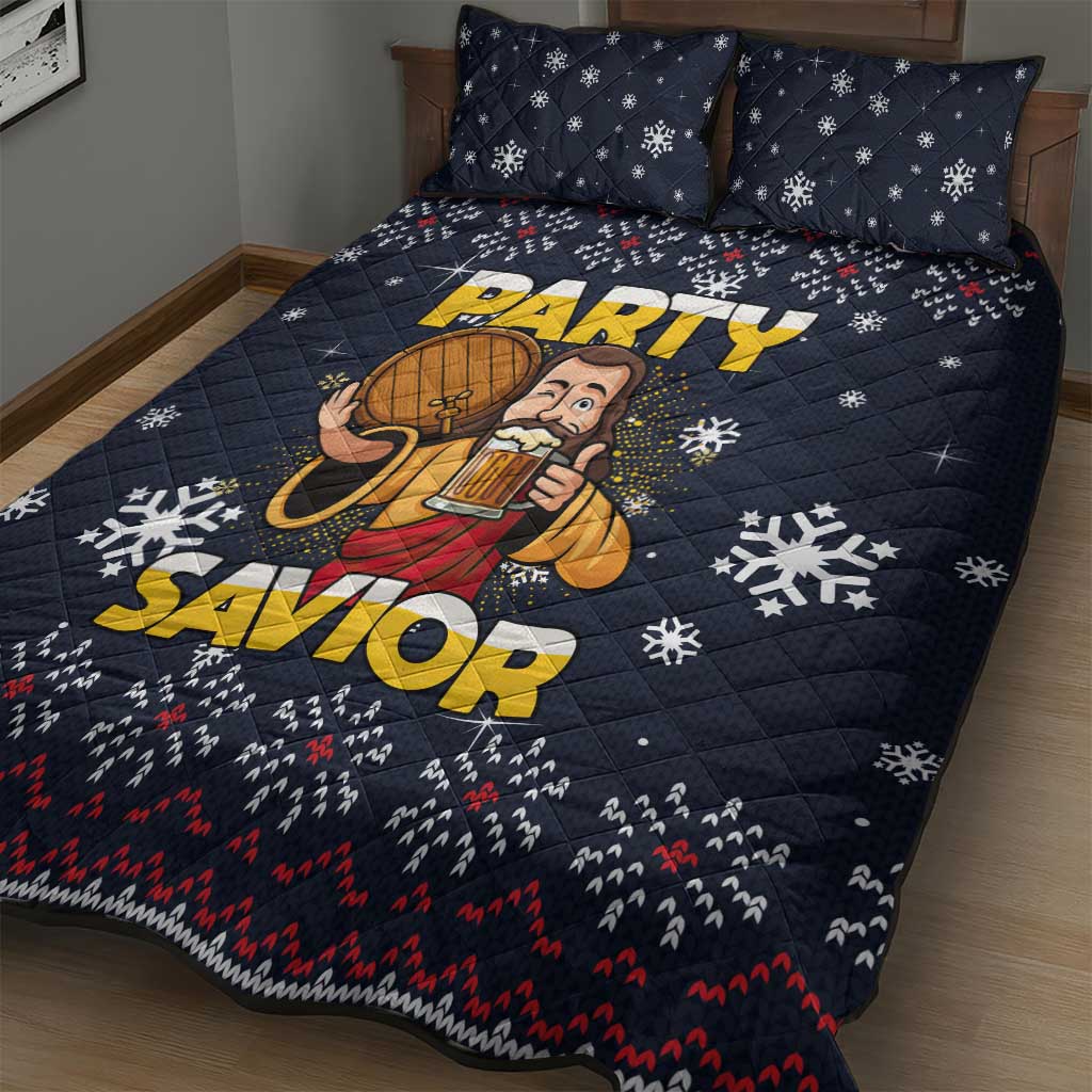 Jesus Party Savior Christmas Quilt Bed Set Funny Xmas Holiday Patterns - Wonder Print Shop