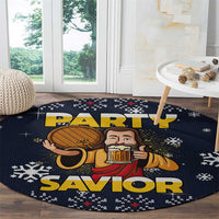 Jesus Party Savior Christmas Round Carpet Funny Xmas Holiday Patterns - Wonder Print Shop