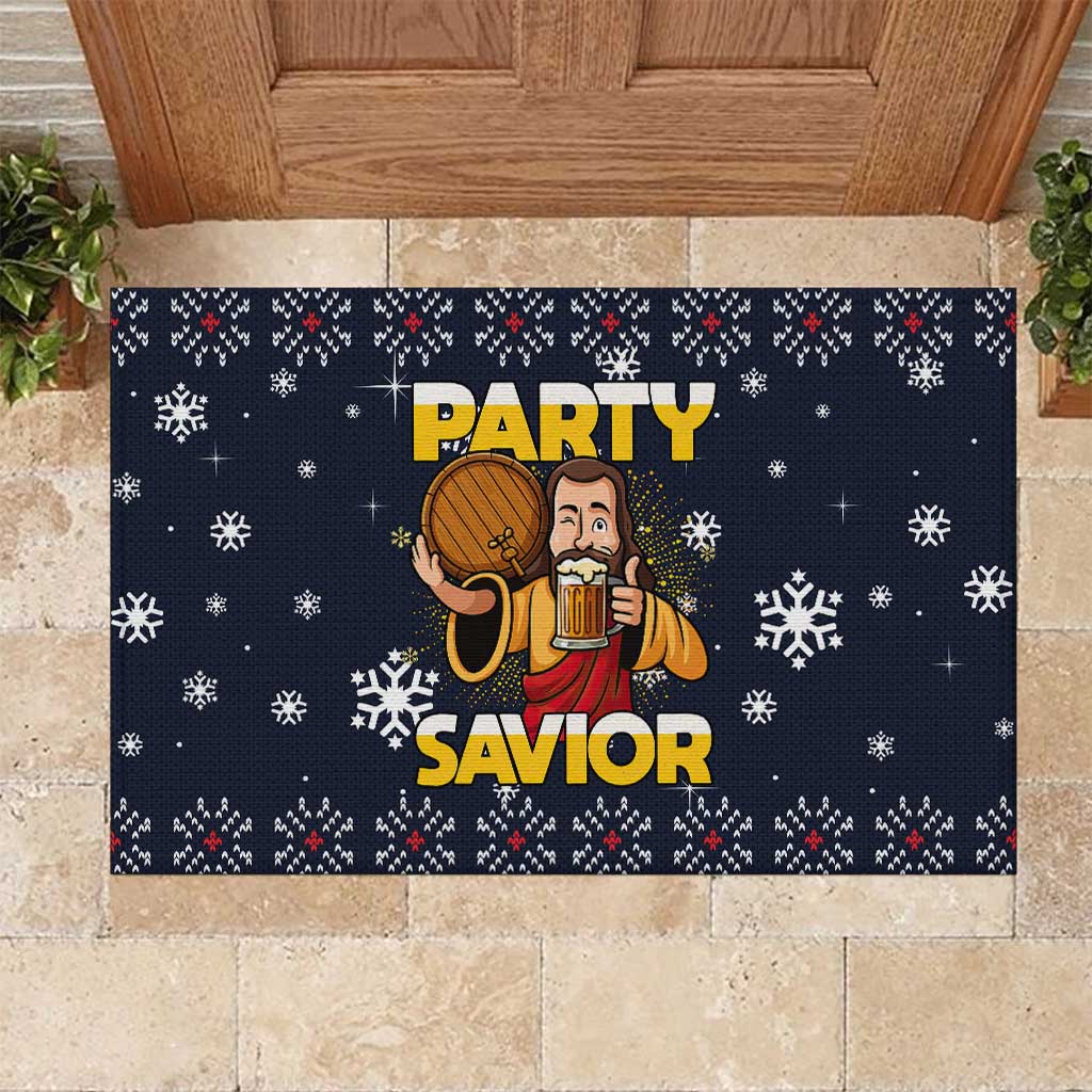 Jesus Party Savior Christmas Rubber Doormat Funny Xmas Holiday Patterns - Wonder Print Shop