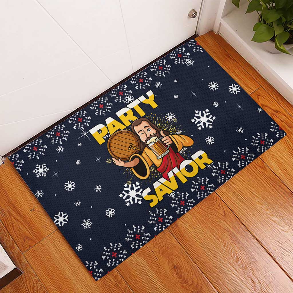 Jesus Party Savior Christmas Rubber Doormat Funny Xmas Holiday Patterns - Wonder Print Shop