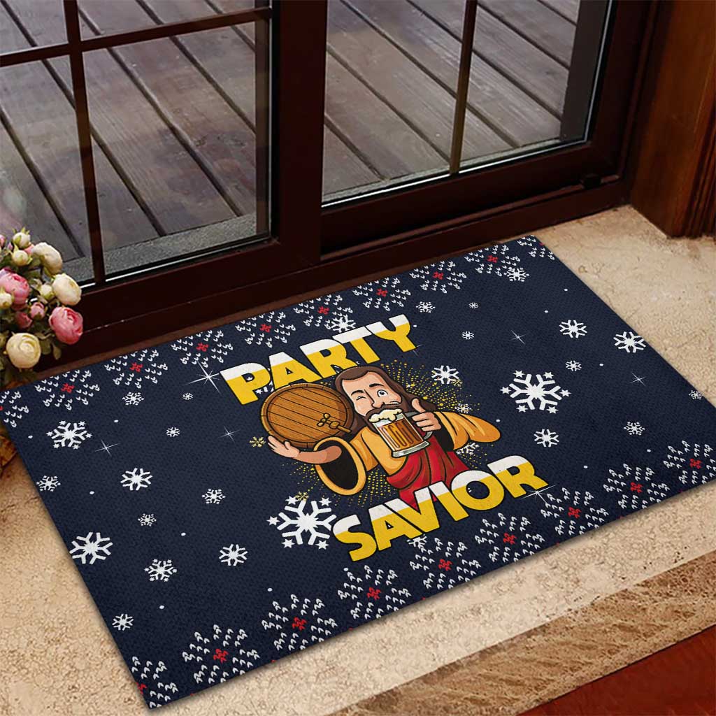 Jesus Party Savior Christmas Rubber Doormat Funny Xmas Holiday Patterns - Wonder Print Shop