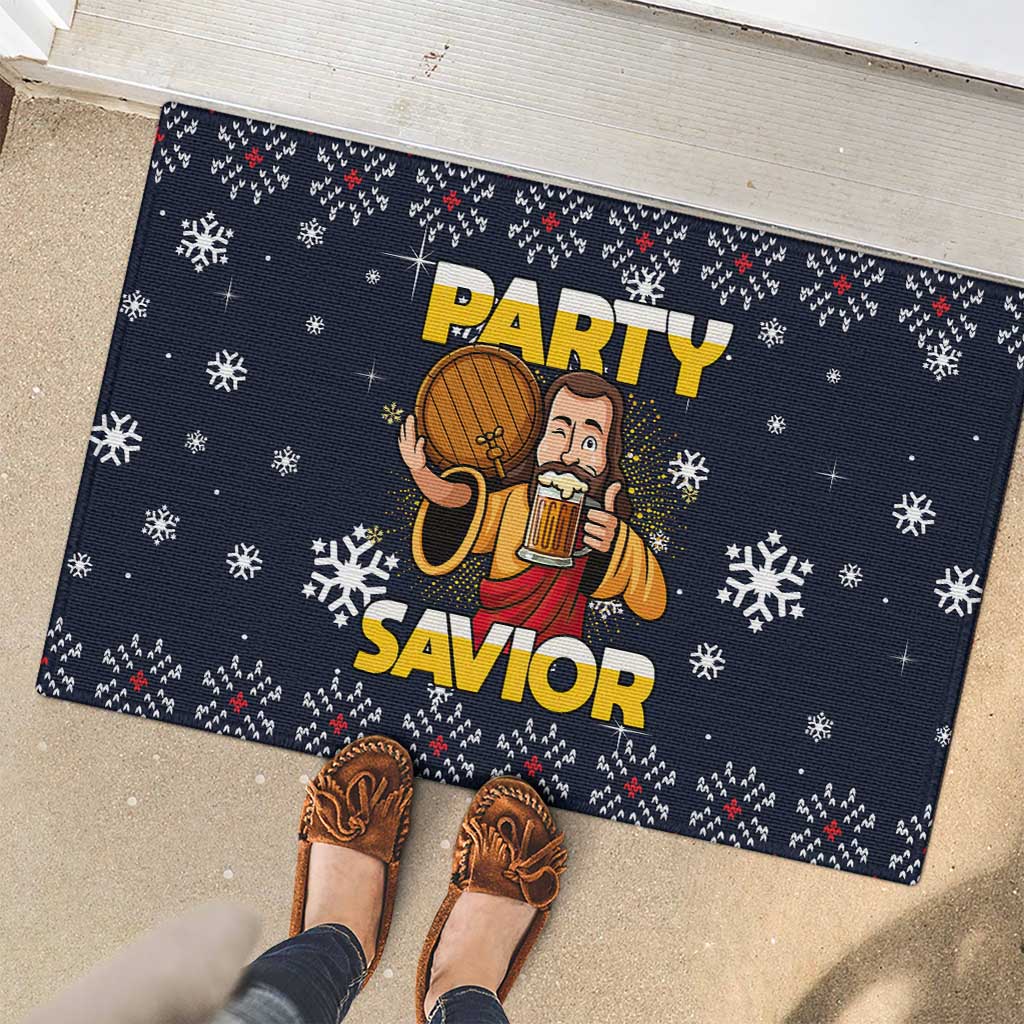 Jesus Party Savior Christmas Rubber Doormat Funny Xmas Holiday Patterns - Wonder Print Shop
