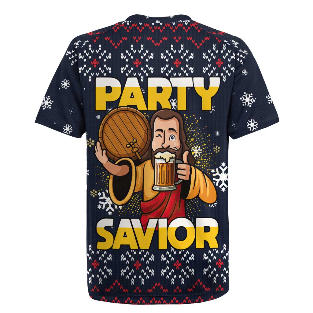 Jesus Party Savior Christmas Rugby Jersey Funny Xmas Holiday Patterns - Wonder Print Shop